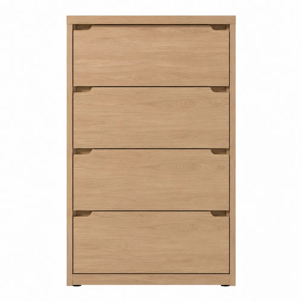 Cassettiera 80 x 40 x 100 cm in pannello MDF effetto rovere chiaro con 4 cassetti struttura contenitore rettangolare