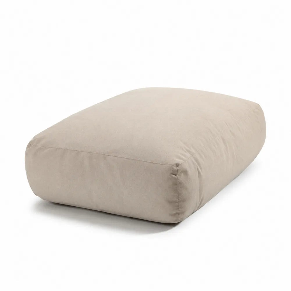 Poltrona sacco rettangolare 100 x 80 x 25 cm in tessuto poliestere beige con imbottitura in microperle EPS