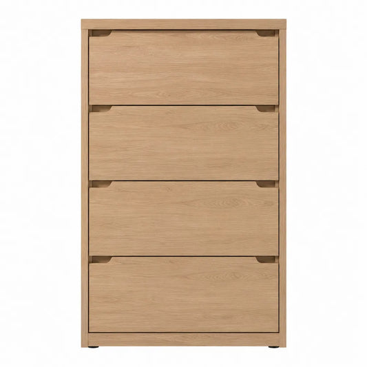 Cassettiera 80 x 40 x 100 cm in pannello MDF effetto rovere chiaro con 4 cassetti struttura contenitore rettangolare