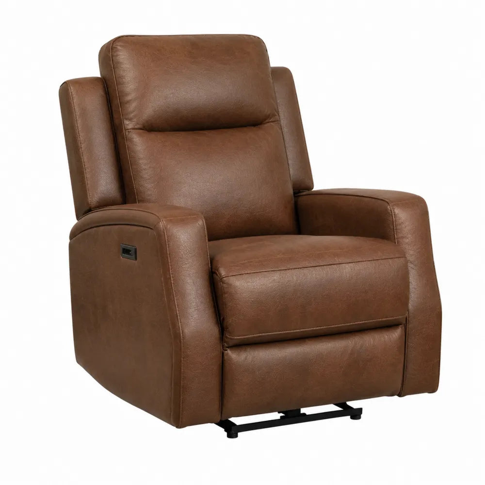Poltrona reclinabile soggiorno con poggiapiedi integrato rivestimento in pelle sintetica PU colore marrone struttura in legno e metallo